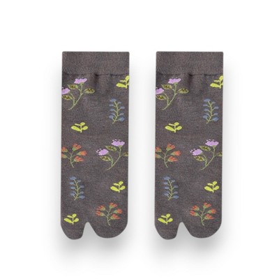 Anna-Kaci Women's 3 Pairs Floral Patterned Split-Toe Socks Soft Cotton Stretch Knit Crew Style