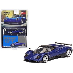 Pagani Zonda F Blu Argentina Blue Metallic with Black Top Limited Ed to 3000 pcs 1/64 Diecast Model Car by Mini GT - 1 of 3