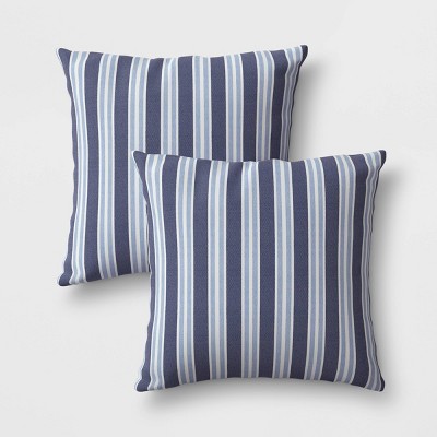 2pk Coastal Stripe Outdoor Throw Pillows DuraSeason Fabric™ Blue - Threshold™