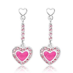 Chanteur Hypoallergenic Kids Jewelry Accessories Heart Dangle CZ White Gold Palladium Plating Stud Earrings Surgical Titanium Posts - 1 of 1