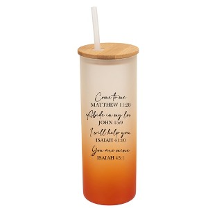 Elanze Designs Come To Me Abide In My Love His Word Wrap-Around Design 25 Ounce Frosted Gradient Glass On-The-Go Coffee Travel Skinny Tumbler Mug Cup, - 1 of 1