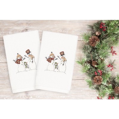 2pk Snow Family Hand Towel Set White - Linum Home Textiles