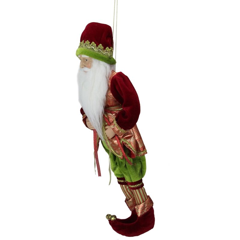 Northlight 18" Red and Green Poseable Whimsical Elf Hanging Christmas Ornament, 5 of 6