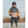 Deux par Deux Boy 3-In-1 Mid-Season Outerwear Set with Colorblock Jacket Beige Animals on Black Background - 2 of 4