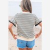 Amaryllis Women’s Striped Short Sleeve Ruffle Hem Top with Scalloped Trim Crew Neckline Relaxed Fit - 4 of 4