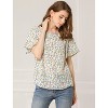 Allegra K Women's Floral Chiffon Casual Round Neck Flutter Sleeve Blouse - 4 of 4