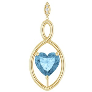 Pompeii3 9mm Blue Topaz Women's Heart Pendant in 14k Gold Necklace 6mm Tall - 1 of 4