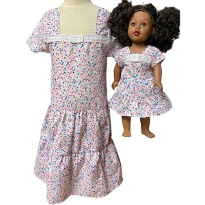Doll Clothes Superstore Handmade Girls Size 8 Flower Dress with Matching 18-Inch Doll Outfit - 1 of 4
