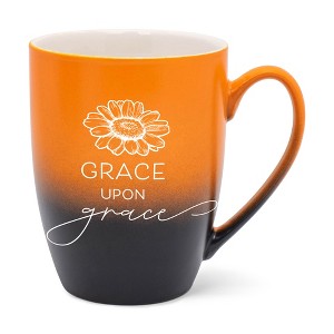 Elanze Designs Grace Upon Grace Two Toned Ombre Matte Orange and Black 12 ounce Ceramic Stoneware Coffee Cup Mug - 1 of 4