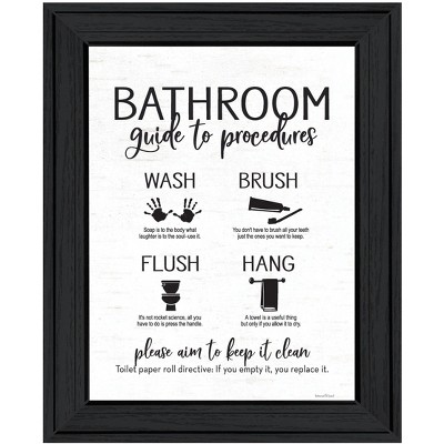 HomeRoots Bathroom Guide Black Framed Print Bathroom Wall Art
