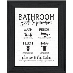 HomeRoots Bathroom Guide Black Framed Print Bathroom Wall Art - 1 of 3