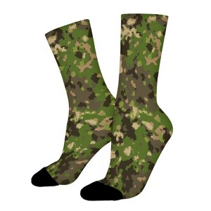 Woodland Camo Women Printed Crew Socks Funny Funky Socks Soft Polyester Novelty Gifts for Artists Men - 1 of 1