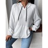 Women's Fall Casual Long Sleeve Oversized Pullover Hoodie Shirt Drawstring Loose Fit Comfortable Sweatshirt Top Blouse - 2 of 3