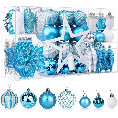 106PCS Christmas Balls Ornaments Set, Colorful Shatterproof Plastic Decorative Baubles for Xmas Tree Decor Holiday Wedding Party