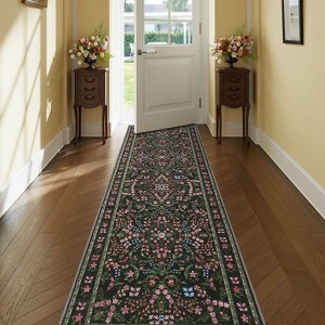 Washable Area Rug, Boho Floral Soft Rugs for Living Room, Non Slip Low Pile Carpet for Bedroom, Dining Room, Nursery, Hallway - 1 of 4