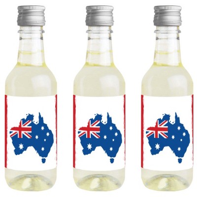Big Dot of Happiness Australia Day - Mini Wine and Champagne Bottle Label Stickers - G'Day Mate Aussie Party Favor Gift for Women and Men - Set of 16