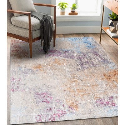 Modern Multicolor Abstract 8' x 10' Synthetic Area Rug