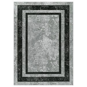 Area Rug, Washable Rug ¨C Modern Bordered Non-Slip Throw Rug for Entryway/Bedroom, Soft Non-Shedding Accent Mat - 1 of 4