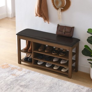 RISOKEYS Shoe Rack with Padded Cushion - Entryway Bench with Flip-Open Storage Box and Hidden Compartment, for Entryway, Living Room - 1 of 4