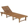vidaXL Folding Sun Lounger with Cushion Solid Acacia Wood - 2 of 4