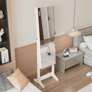 63.5" H Full Length Mirror with Jewelry Storage, LED Mirror Jewelry Cabinet Standing Jewelry Armoire - 1 of 4