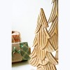 Kalalou Set of Three Carved Wooden Christmas Trees on Bases – Natural with Gold Detail - 2 of 3