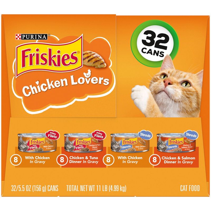 Purina Friskies Prime Filets &#38; Shreds with Tuna, Chicken, Salmon and Seafood Lover Wet Cat Food - 5.5oz/32ct Variety Pack, 5 of 8