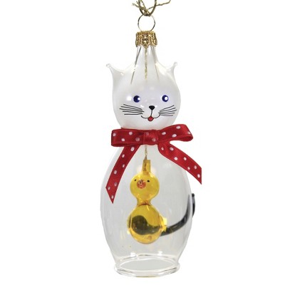 Italian Ornaments 4.25" Little Cat Bell Italian Ornament Kitten  -  Tree Ornaments