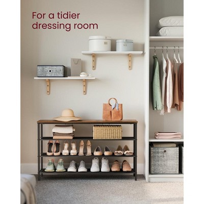 VASAGLE Shoe Rack 4 Tier Shoe Storage Rack for 15-18 Pairs of Shoes ...