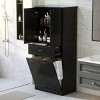 Tall Bathroom Storage Cabinet, Bathroom Cabinets Modern With 2 Laundry Baskets, Bathroom Storage Cabinets Floor Standing With Drawer-Cuddlewood - 2 of 4