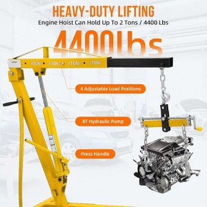 Engine Hoist, Cherry Picker - 2 Ton/4400 LB Heavy Duty with Leveler, Telescopic Boom & 6 Wheels, Folding Portable Lift for Garage Auto Shop - 1 of 4