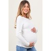 Pinkblush Ivory Ribbed Scoop Neck Long Sleeve Maternity Top - 2 of 3