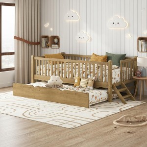 Polibi Twin Size Wood Daybed with Trundle - 1 of 4