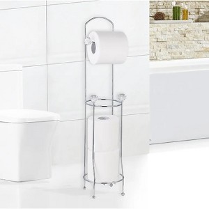 Home Mart Goods 26" Tall - Silver Metal Toilet Paper Storage Stand Holder with Crystal Accents - 1 of 3
