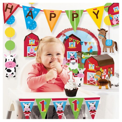 Farm Fun 1st Birthday Party Decorations Kit