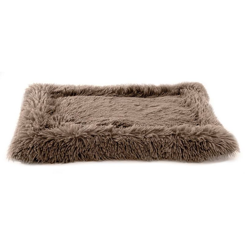 Precious Tails Eyelash Faux Fur Bordered Cat and Dog Mat - L - Taupe, 1 of 6