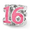 Black Bow Jewelry Sterling Silver, Pink Enamel & Crystals 3-Sided Number 16 Bead Charm - 2 of 4