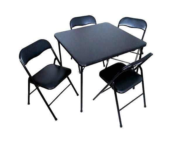 5 Piece Folding Chair and Table Set Black - Plastic Dev Group&#174;