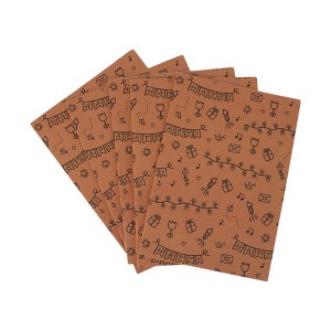 Unique Bargains Gift Wrap Paper Yellow Kraft 27.56"x19.69" 5 Pcs - 1 of 4