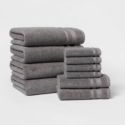 10pk Bath Towel Set Dark Gray - Threshold™