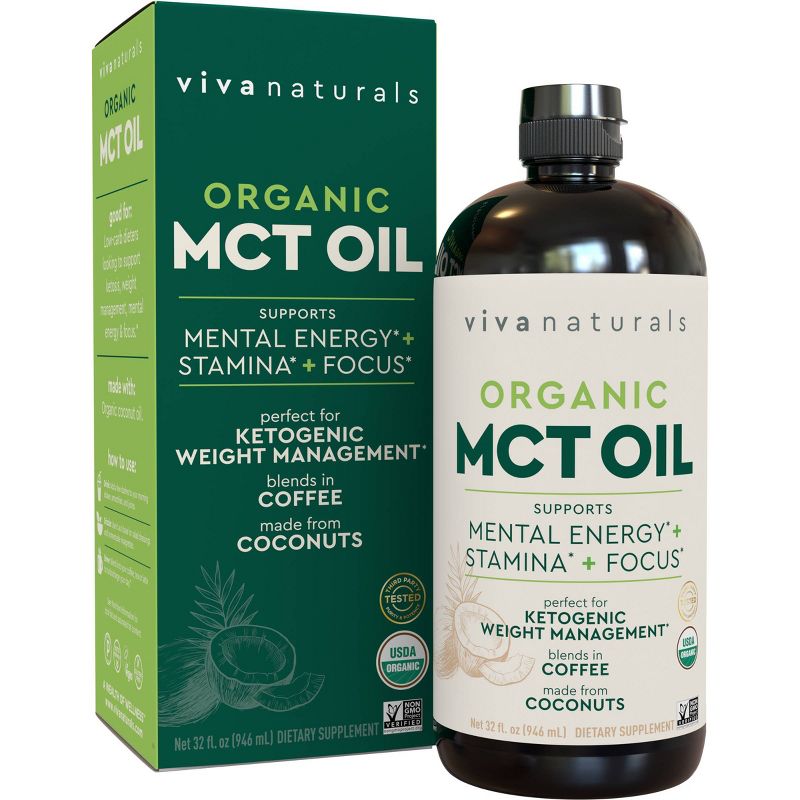 Viva Naturals Organic MCT Oil for Supporting Mental Energy - 32 fl oz, 1 of 8