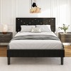 Gulches Full Size Modern Platform Bed Frame with Upholstered Headboard & Wooden Slats - No Box Spring Needed, Easy Assembly, Black - 3 of 4