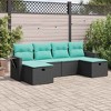 vidaXL 6 Piece Patio Sofa Set with Cushions Black Poly Rattan Outdoor Garden Furniture - Storage Seating Terrace Lounge - 2 of 4