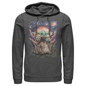 Men's Star Wars The Mandalorian The Child Starry Night Pull Over Hoodie - 1 of 4