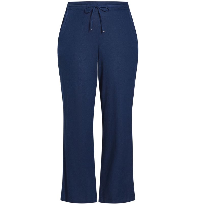 Women's Plus Size Linen Blend Trouser - navy | AVENUE, 5 of 7