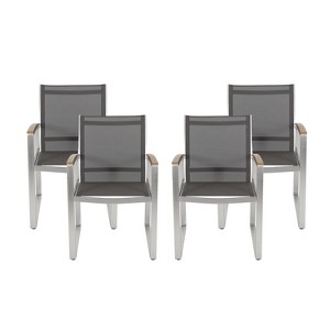 GDFStudio Aubrey Outdoor Aluminum Dining Chairs with Faux Wood Accents - 1 of 4