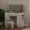 Resenkos 46-Inch Vanity Desk with 10 Drawers, Makeup Table with Mirror, Stool, Power Outlet & 3 Light Modes, White - 3 of 4