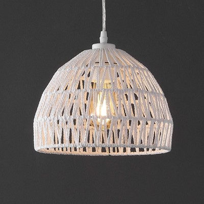 Campana 10.25" White Woven Rope and Iron LED Pendant Light