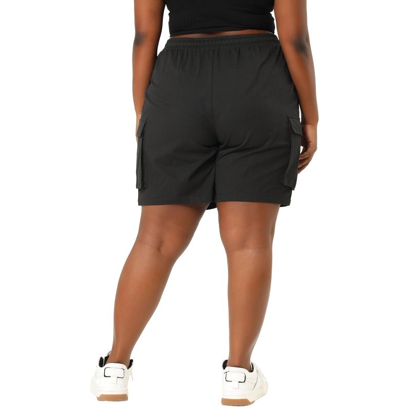 Agnes Orinda Women's Plus Size Drawstring Elastic High Waist Pockets Casual Cargo Shorts, 5 of 7