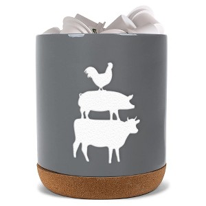 Elanze Designs Cow Pig Chicken Grey X-Large Cork Bottom, Kitchen Counter, Ceramic Stoneware, Coffee, Tea and Hot Chocolate, Machine Brewing, K Capsule - 1 of 4